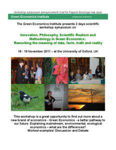 Workshop symposium announcement /Call for Papers/ Bookings now open  Green Economics Institute