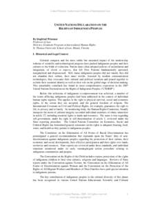 Introductory Note - Siegfried Wiessner, Professor of Law, Director, Graduate Program in Intercultural Human Rights, St. Thomas University School of Law, Miami, Florida - English