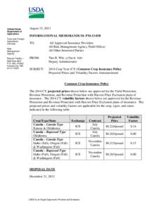 Agricultural insurance / Biopesticides / Canola / Brassica napus / Crop insurance / Insurance / Agriculture / Brassica / Food and drink