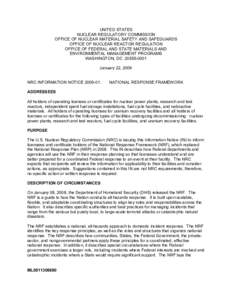 Safety / Nuclear energy in the United States / National Response Framework / Nuclear safety / National Response Plan / Nuclear Regulatory Commission / Office of Nuclear Reactor Regulation / Federal Emergency Management Agency / Emergency management / United States Department of Homeland Security / Public safety