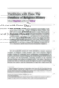 Durkheim with Data: The Database of Religious History 5  Edward Slingerland and Brenton Sullivan*