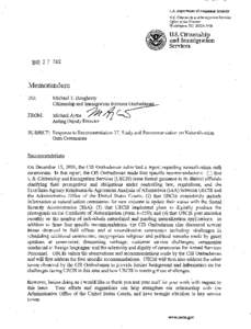 USCIS Response to CIS Ombudsman Recommendation 37