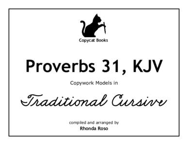 Copycat Books  Proverbs 31, KJV Copywork Models in  TÆ§ÅÄÅîáôáêáôÉüéûÅÄÇúë ÃáŸÆ§†ßáôÖ˜åïë