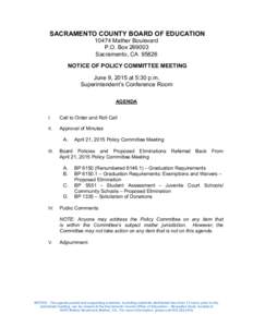 Public Notice: Policy Committee Meeting