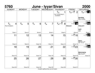 5760  June - Iyyar/Sivan SUNDAY