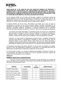 RESOLUCIÓN DE 12 DE JUNIO DE 2018 DEL DIRECTOR GENERAL DE PERSONAL Y FORMACIÓN DEL PROFESORADO, DEL DEPARTAMENTO DE EDUCACIÓN, CULTURA Y DEPORTE POR LA QUE SE CONVOCA CONCURSO DE MÉRITOS PARA LA PROVISIÓN, EN RÉGIM