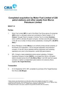 Murphy Oil / Merger control / Competition law / Murco Petroleum Ltd / CMA
