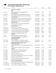 VCCs Listed by Statute Order - Retired Codes [For Use as a Primary or Additional Offense Only] Statute Description