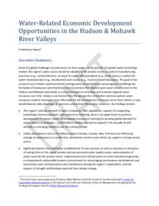 Water-Related Economic Development Opportunities in the Hudson & Mohawk River Valleys Preliminary Report 1  Executive Summary