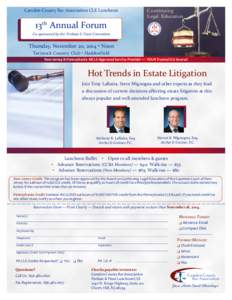 Camden County Bar Association CLE Luncheon  Continuing Legal Education  13th Annual Forum