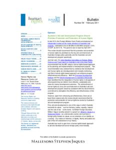 Bulletin Number 58 – February 2011 OPINION ............................... 1 NEWS ................................... 2 NATIONAL HUMAN RIGHTS