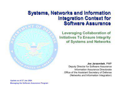 Systems, Networks and Information Integration Context for Software Assurance