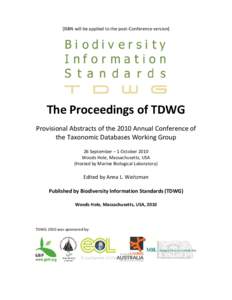Microsoft Word - Provisional Proceedings of TDWG 2010 Working