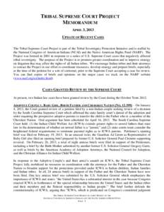 Oneida / Native American Rights Fund / Indian Child Welfare Act / Tribal sovereignty in the United States / City of Sherrill v. Oneida Indian Nation of New York / Oneida Indian Nation of New York v. County of Oneida / Supreme Court of the United States / Choctaw / Mississippi Band of Choctaw Indians v. Holyfield / Law / Case law / Aboriginal title in New York