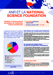 ANR eT LA NAtiONAl SciENcE FOuNDAtiON Faciliter le ﬁnancement de projets de recherche franco-américains