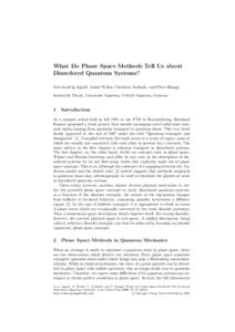 LNCS[removed]What Do Phase Space Methods Tell Us about Disordered Quantum Systems?