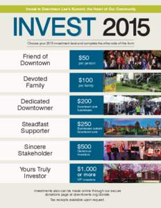 Invest in Downtown Lee’s Summit, the Heart of Our Community  INVEST 2015 Choose your 2015 investment level and complete the other side of this form  Friend of