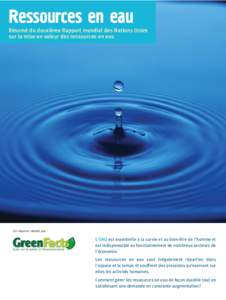 Ressources en eau Résumé du deuxième Rapport mondial des Nations Unies sur la mise en valeur des ressources en eau Un résumé réalisé par