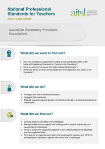 National Professional Standards for Teachers - Pilot Case Study - Australian Secondary Principals Association