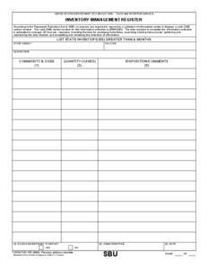 Print  UNITED STATES DEPARTMENT OF AGRICULTURE - FOOD AND NUTRITION SERVICE INVENTORY MANAGEMENT REGISTER According to the Paperwork Reduction Act of 1995, no persons are required to respond to a collection of informatio