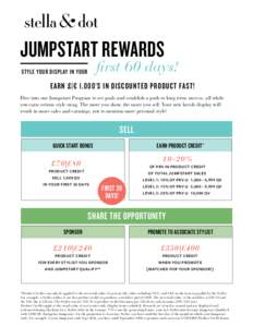 JUMPSTART REWARDS  first 60 days! STYLE YOUR DISPLAY IN YOUR