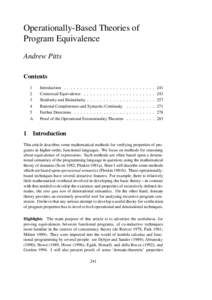 Operationally-Based Theories of Program Equivalence Andrew Pitts Contents 1 2