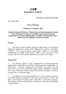 立法會 Legislative Council LC Paper No. CB[removed]Ref: CB1/PL/HG Panel on Housing Meeting on 3 November 2014