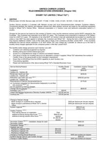 UNIFIED CARRIER LICENCE TELECOMMUNICATIONS ORDINANCE (Chapter 106) WHARF T&T LIMITED (“Wharf T&T”) B.  CENTREX