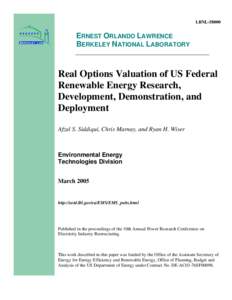 Real Options Valuation of US Federal Renewable Energy Research, Development, Demonstration, and Deployment