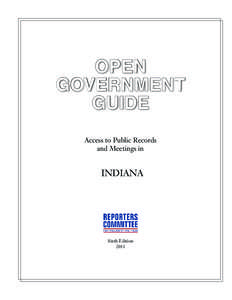 Open Government Guide Access to Public Records and Meetings in