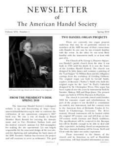 N EW SL E T T E R  of The American Handel Society Volume XXV, Number 1
