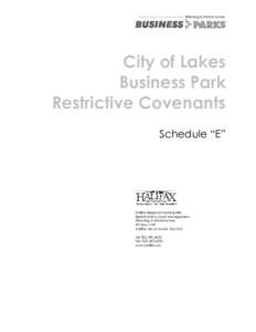 halifax regional municipality Planning & Infrastructure  City of Lakes Business Park Restrictive Covenants Schedule “E”