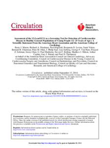 Assessment of the 12-Lead ECG as a Screening Test for Detection of Cardiovascular Disease in Healthy General Populations of Young People (12−25 Years of Age): A Scientific Statement From the American Heart Association 