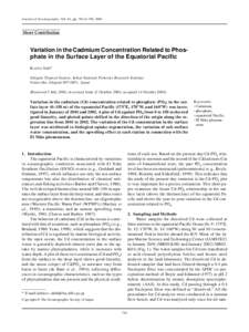 Atmospheric sciences / Water / Physical oceanography / Fisheries science / Tropical meteorology / Sea surface temperature / Cromwell Current / Thermocline / Cadmium / Oceanography / Aquatic ecology / Earth