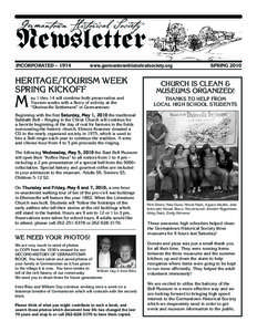 Newsletter Germantown Historical Society INCORPORATED – 1974  www.germantownhistoricalsociety.org