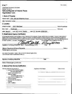 United States Department of the Interior National Park Service National Register of Historic Places Registration Form 1. Name of Property