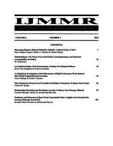 IJMMR International Journal of Management and Marketing Research VOLUME 6  NUMBER 1