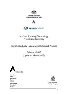 HORIZON SCANNING TECHNOLOGY PRIORITISING SUMMARY