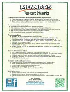 Ybar-round  Intem*ip Qualified lntern Candidates must meet the following requirements: