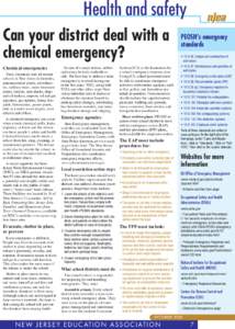Health and safety Can your district deal with a chemical emergency? Chemical emergencies Toxic chemicals lurk all around schools in New Jersey in factories,