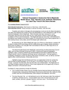 Geotourism Sierra Cascade News Release