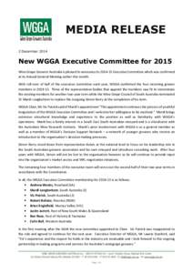 Media Release - New WGGA Executive Committee forDEC 2014)