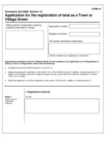Town or village green registration Form 44