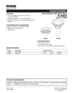 DUOSTRAINER® Features SINK BASKET AND SINK BODY  K-8803