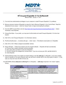 CONTRACT PLANS BUREAU 2701 PROSPECT AVE – PO BOX[removed]HELENA MT[removed]6215 FAX:([removed]  ◄Trns●port Expedite 5.11a Software►