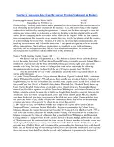 Southern Campaign American Revolution Pension Statements & Rosters Pension application of Joshua Blake S8074 fn10NC Transcribed by Will Graves[removed]Methodology: Spelling, punctuation and/or grammar have been corrected