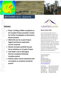 For personal use only  SEPTEMBER[removed]Quarterly Report  Highlights