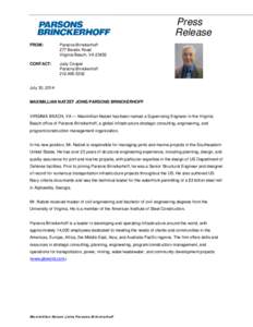 Press Release FROM: Parsons Brinckerhoff 277 Bendix Road