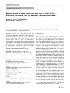 J Oceanogr:355–360 DOIs10872SHORT CONTRIBUTION  Decadal seesaw of the Central and Subtropical Mode Water