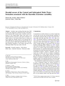 Physical geography / Pacific decadal oscillation / Mixed layer / Kuroshio Current / Eddy / Pycnocline / Argo / Sea surface temperature / Physical oceanography / Oceanography / Atmospheric sciences